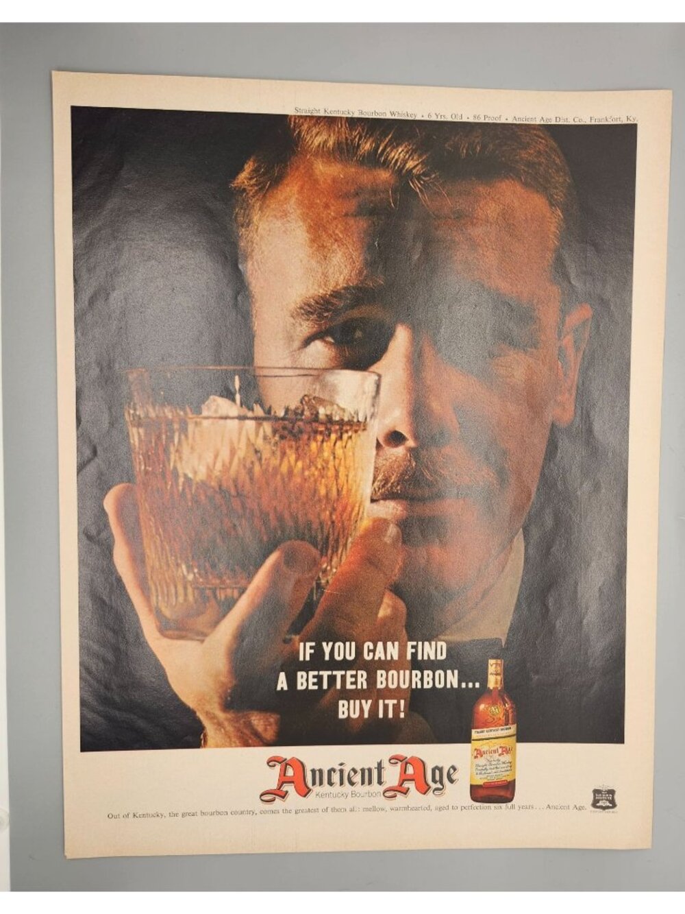 Vintage 1960s Ancient Age Bourbon Whiskey Advertisement Print 6 Years Old 10.5x1
